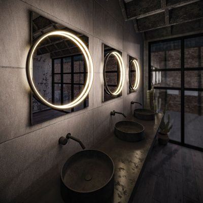 Solas 50, Round Illuminated Bathroom Mirror