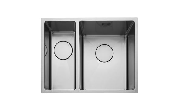 Rangemaster Cubix Stainless Steel Inset or undermount Sink 1.5 bowls Polished - LHB