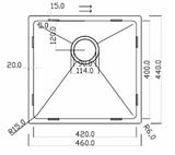 Rangemaster Cubix Stainless Steel Inset or undermount Sink 1 bowl Satin