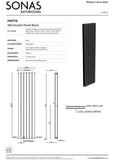 Piatto Flat Tube Designer Radiator Vertical 1800 X 456 Double Panel Black