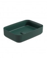 Avanti Rectangle 50cm Vessel Basin with Ceramic Click Clack Waste - Forest Green