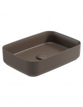 Avanti Rectangle 50cm Vessel Basin with Ceramic Click Clack Waste - Ground Mocha