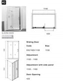 K2 1150 Sliding Shower Door - Adjustment 1100-1160mm