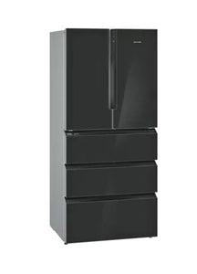 Siemens iQ700, French Door Bottom Mount Refrigerator, Glass door, 183 x 81 cm, Black