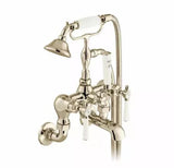 Vado Cross Handle Wall Mounted Bath Shower Mixer with Shower Kit in Bright Nickel