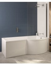 P Shape 1700 x 900 Right Hand Shower Bath with Bath Panel & Bath Screen