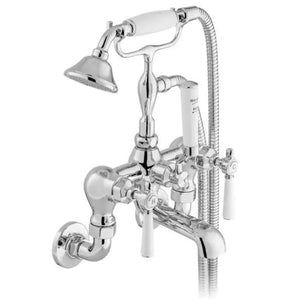 Vado Lever Handle Wall Mounted Bath Shower Mixer with Shower Kit in Chrome