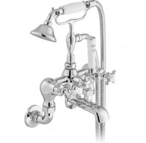 Vado Cross Handle Wall Mounted Bath Shower Mixer with Shower Kit in Chrome