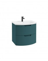 Arc 60cm 2 Drawer Wall Hung Vanity Unit Matt Ocean Blue - Matt Basin