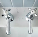 Vado Cross Handle Basin Pillar Taps in Chrome